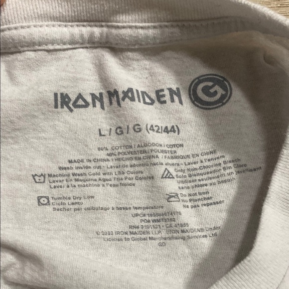 Iron Maiden White Short Sleeve Graphic Band Tee Shirt Size Large​​​​ - Picture 2 of 9